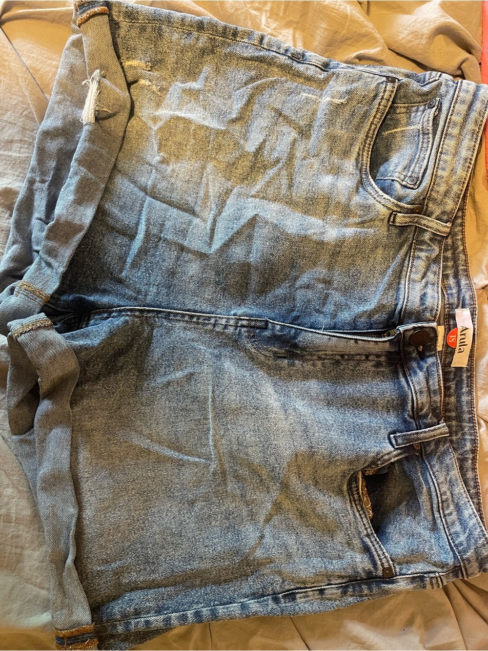 ARULA Light Blue Washed Denim Jean Shorts